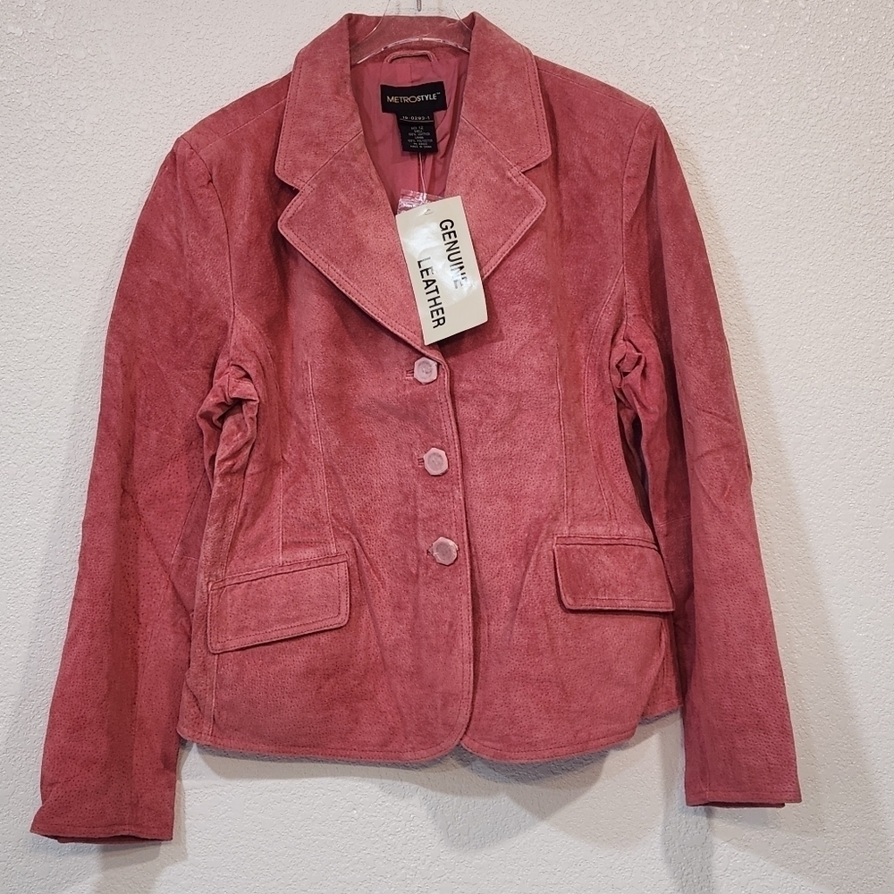 Metrostyle Pink Barbiecore Shaped Suede Jacket Size 12